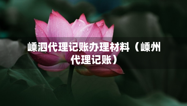 嵊泗代理記賬辦理材料（嵊州代理記賬）