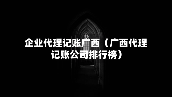 企業(yè)代理記賬廣西（廣西代理記賬公司排行榜）