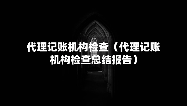 代理記賬機(jī)構(gòu)檢查（代理記賬機(jī)構(gòu)檢查總結(jié)報(bào)告）