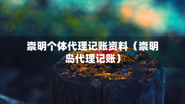 崇明個體代理記賬資料（崇明島代理記賬）