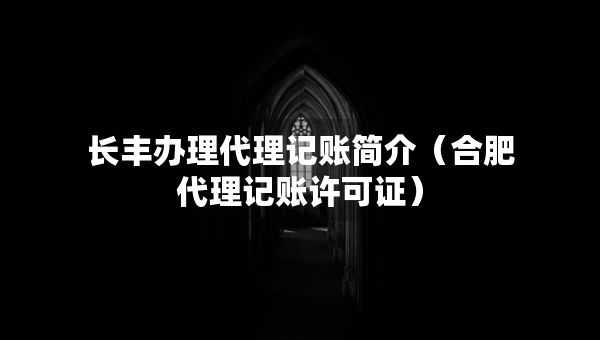 長豐辦理代理記賬簡介（合肥代理記賬許可證）
