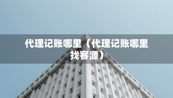 代理記賬哪里（代理記賬哪里找客源）