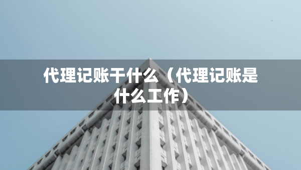 代理記賬干什么（代理記賬是什么工作）