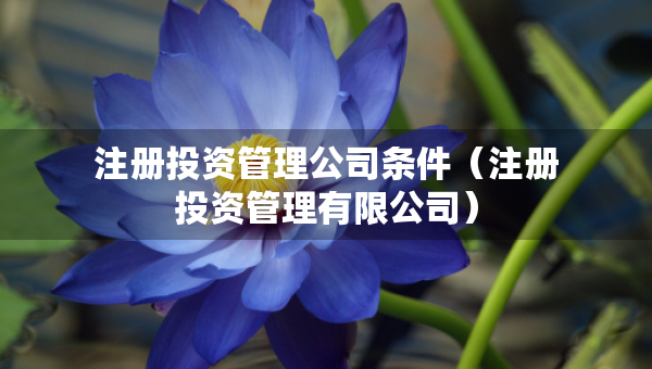 注冊投資管理公司條件（注冊投資管理有限公司）