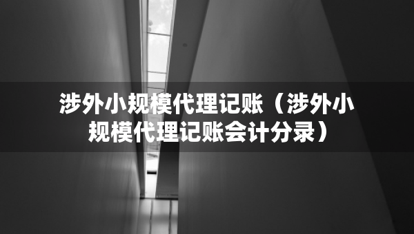涉外小規(guī)模代理記賬（涉外小規(guī)模代理記賬會計分錄）