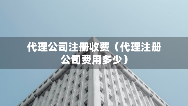 代理公司注冊收費（代理注冊公司費用多少）