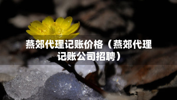 燕郊代理記賬價(jià)格（燕郊代理記賬公司招聘）