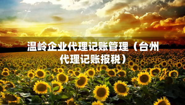 溫嶺企業(yè)代理記賬管理（臺州代理記賬報稅）