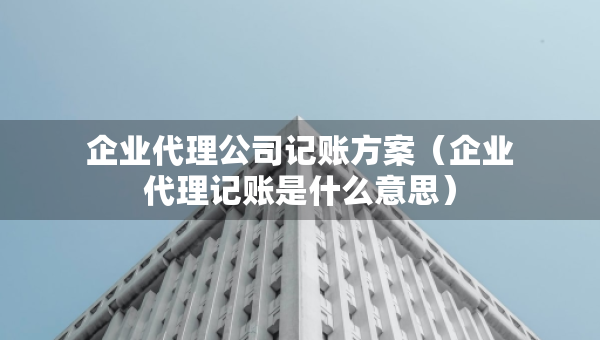 企業(yè)代理公司記賬方案（企業(yè)代理記賬是什么意思）