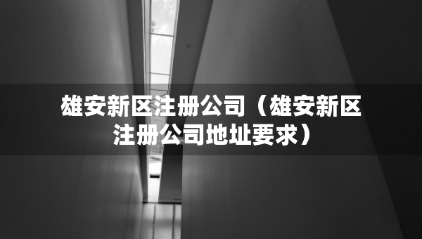 雄安新區(qū)注冊公司（雄安新區(qū)注冊公司地址要求）