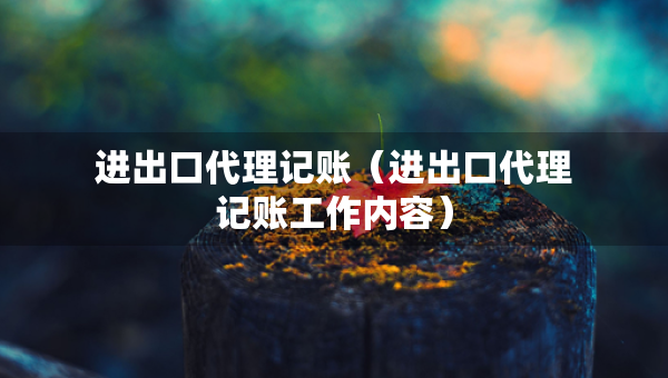 進(jìn)出口代理記賬（進(jìn)出口代理記賬工作內(nèi)容）