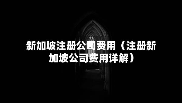 新加坡注冊公司費(fèi)用（注冊新加坡公司費(fèi)用詳解）