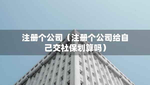 注冊個公司（注冊個公司給自己交社保劃算嗎）